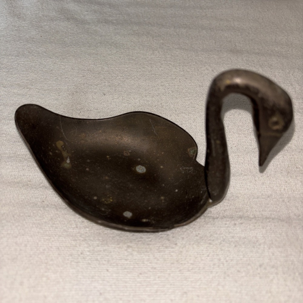 Vintage Brass Swan Trinket Soap Dish Bowl  Figurine 5.5" 1980's Ashtray
